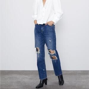 ZARA Z1975 Straight Leg Jeans With Rips